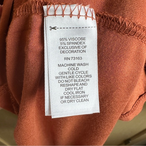 Cupio Rust Embroidered Flowy Long Sleeve Fall Swing Dress Sz Large - Picture 4 of 6